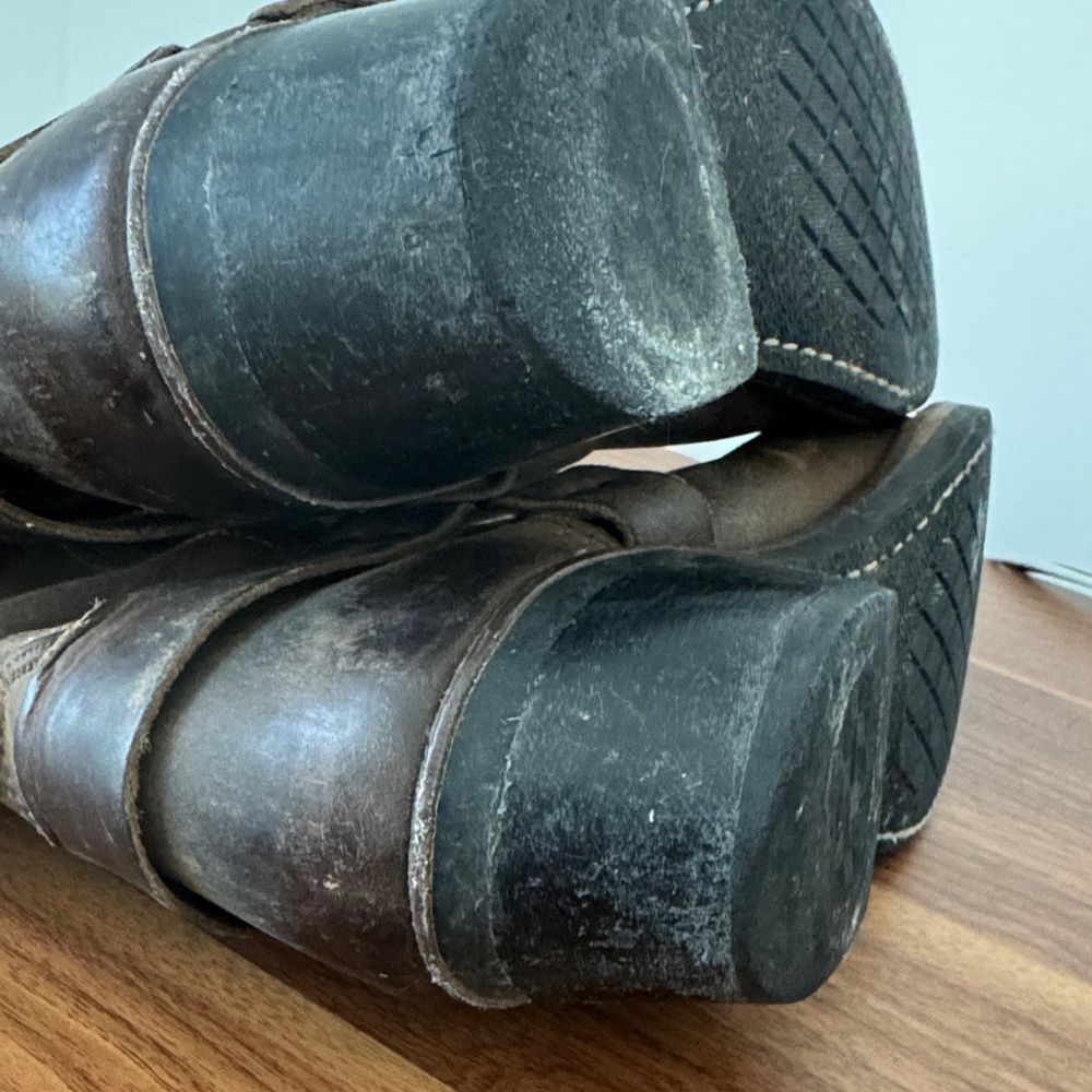 Frye Harness 12R Boots - women’s Brown Leather Mid-Calf Roper Boots - Picture 15 of 15